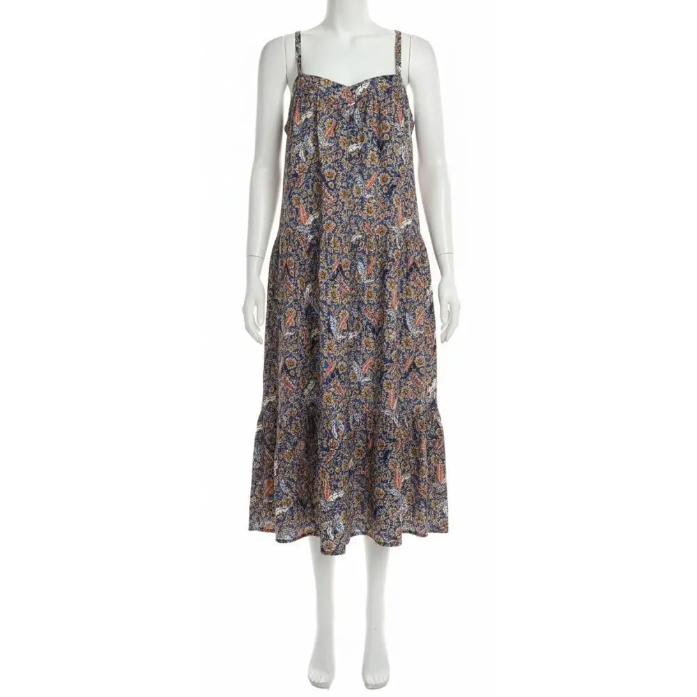 Knox Rose Midi Boho Dress Women XL Blue Pink Floral Sleeveless Flowy 100% Cotton
